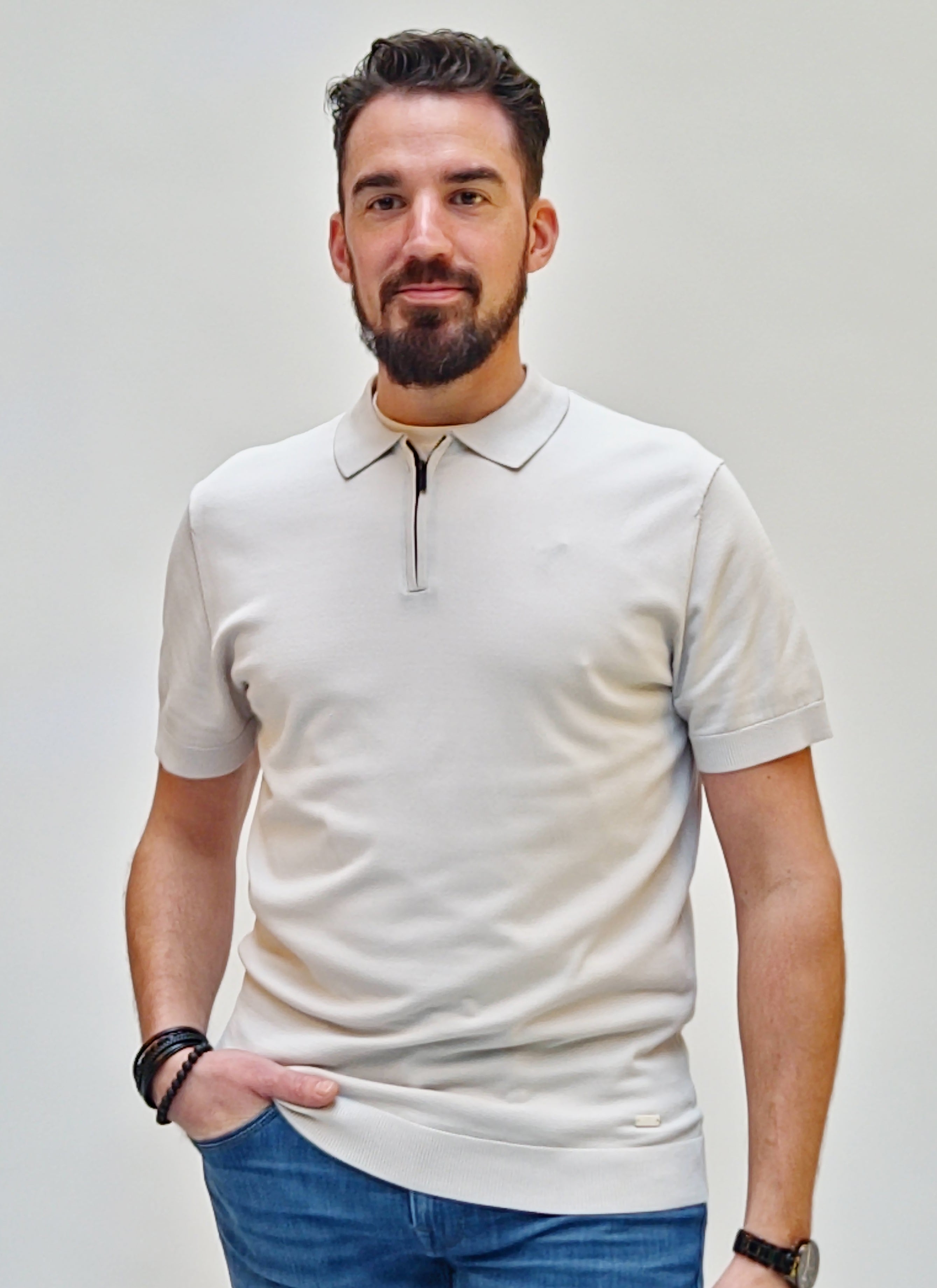 The Hen Knitted polo lightgrijs