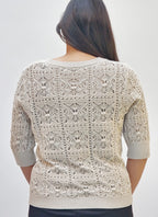 Suze fancy ajour 1/2 sleeve sweater Dune