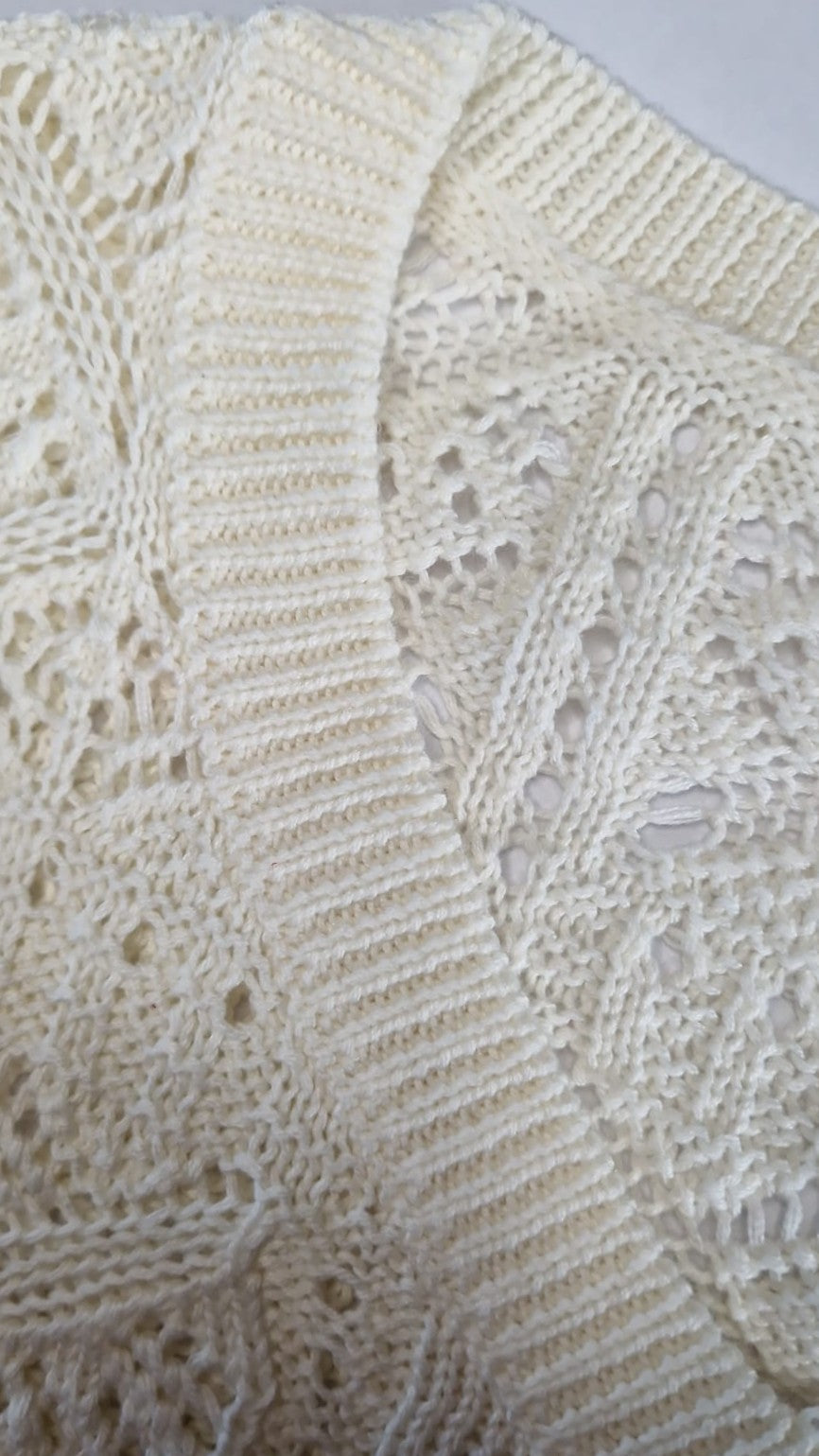 Suze fancy ajour 1/2 sleeve sweater off White