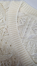 Suze fancy ajour 1/2 sleeve sweater off White