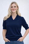 Cindy polo 1/2 sleeve fine knit Bodil Navy