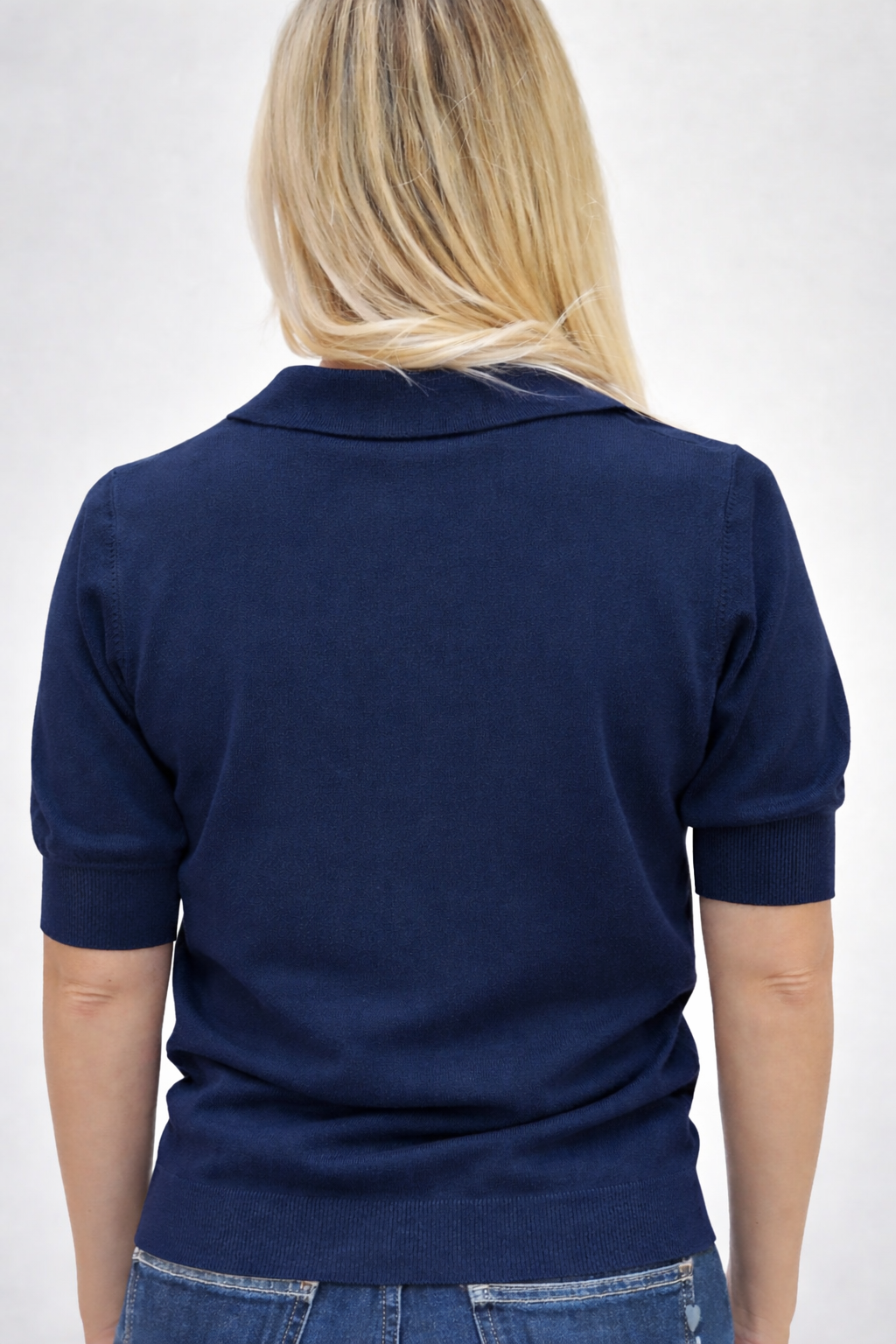 Cindy polo 1/2 sleeve fine knit Bodil Navy