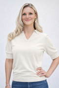 Cindy polo 1/2 sleeve fine knit Bodil off White