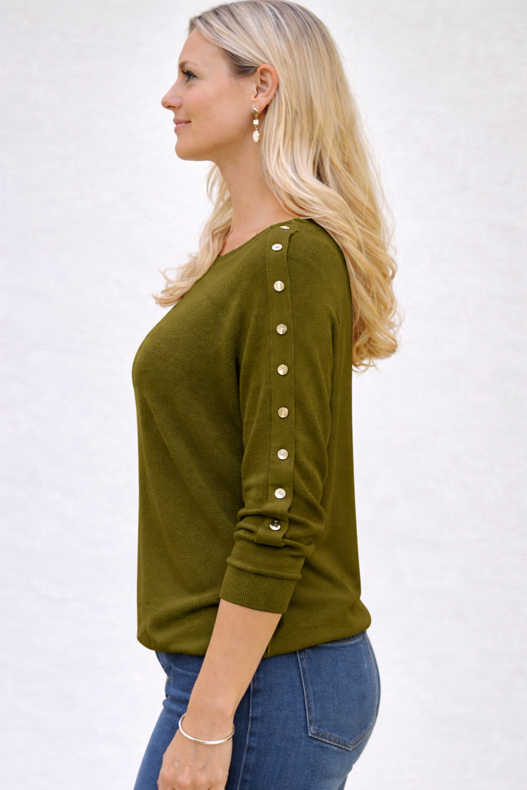 Ella Button sleeve knitted sweater