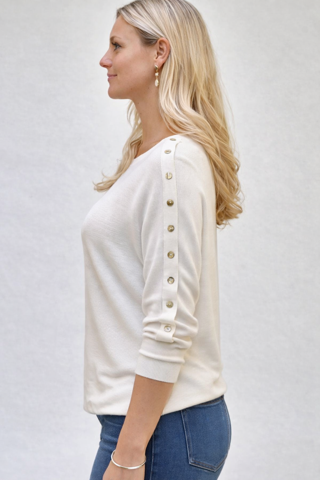 Ella Button sleeve knitted sweater