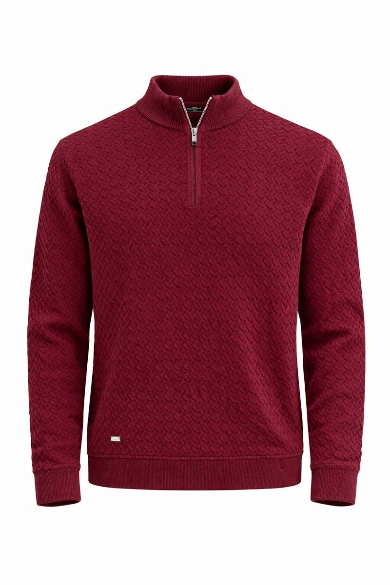 Drake Halfzip heren trui in bordeauxrood