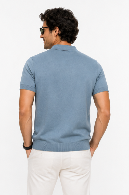 The Hen Knitted polo blauw