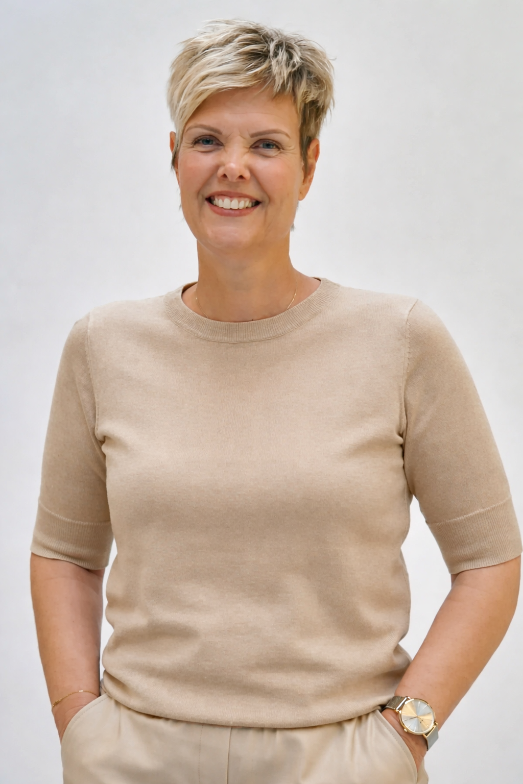 Wendy 1/2 sleeve lurex shirt in DUNE kleur