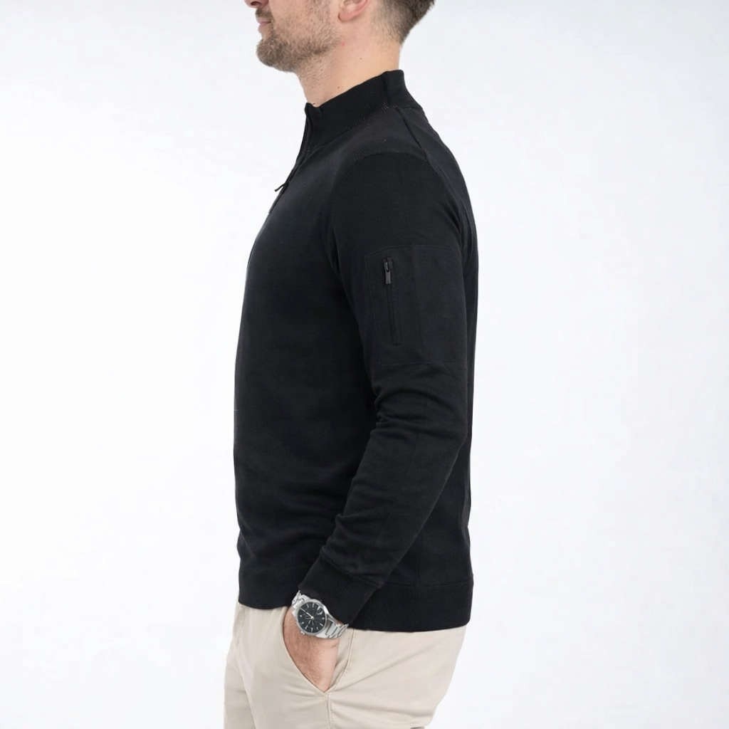 The Senn pullover halfzip zwart