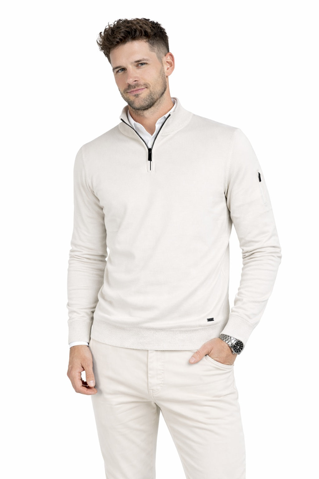 The Senn pullover halfzip lichtgrijs