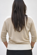 Mare multicolorknitted sweater 3/4 sleeve Dune off White line
