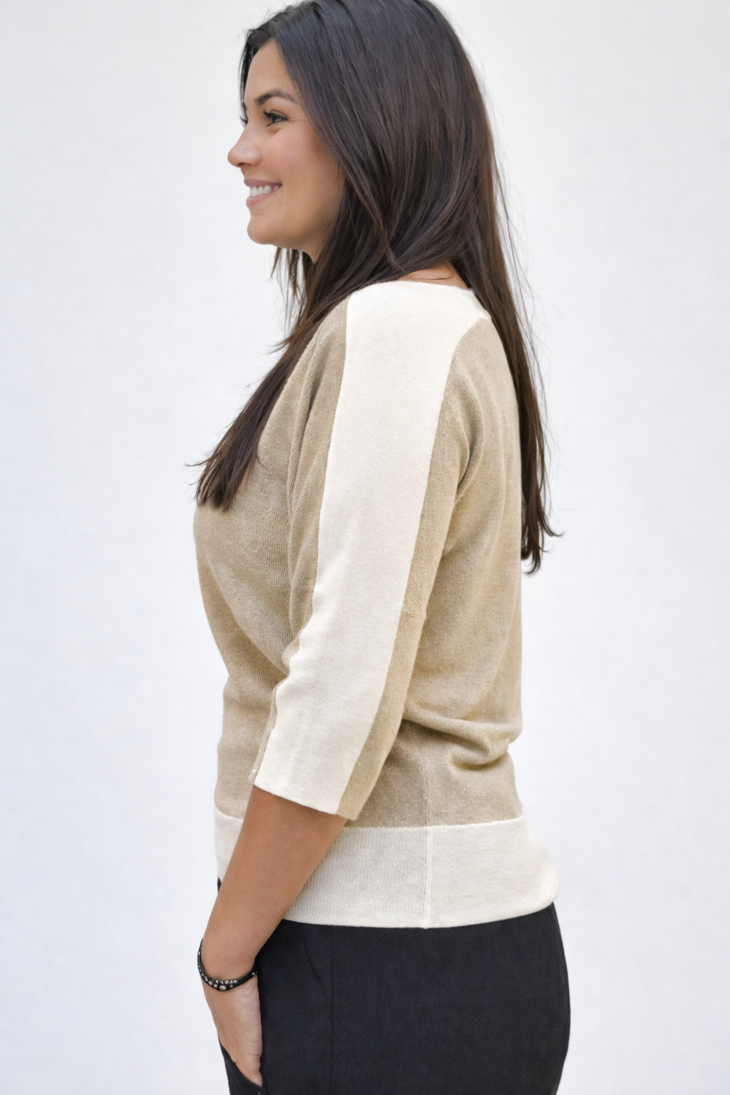 Mare multicolorknitted sweater 3/4 sleeve Dune off White line