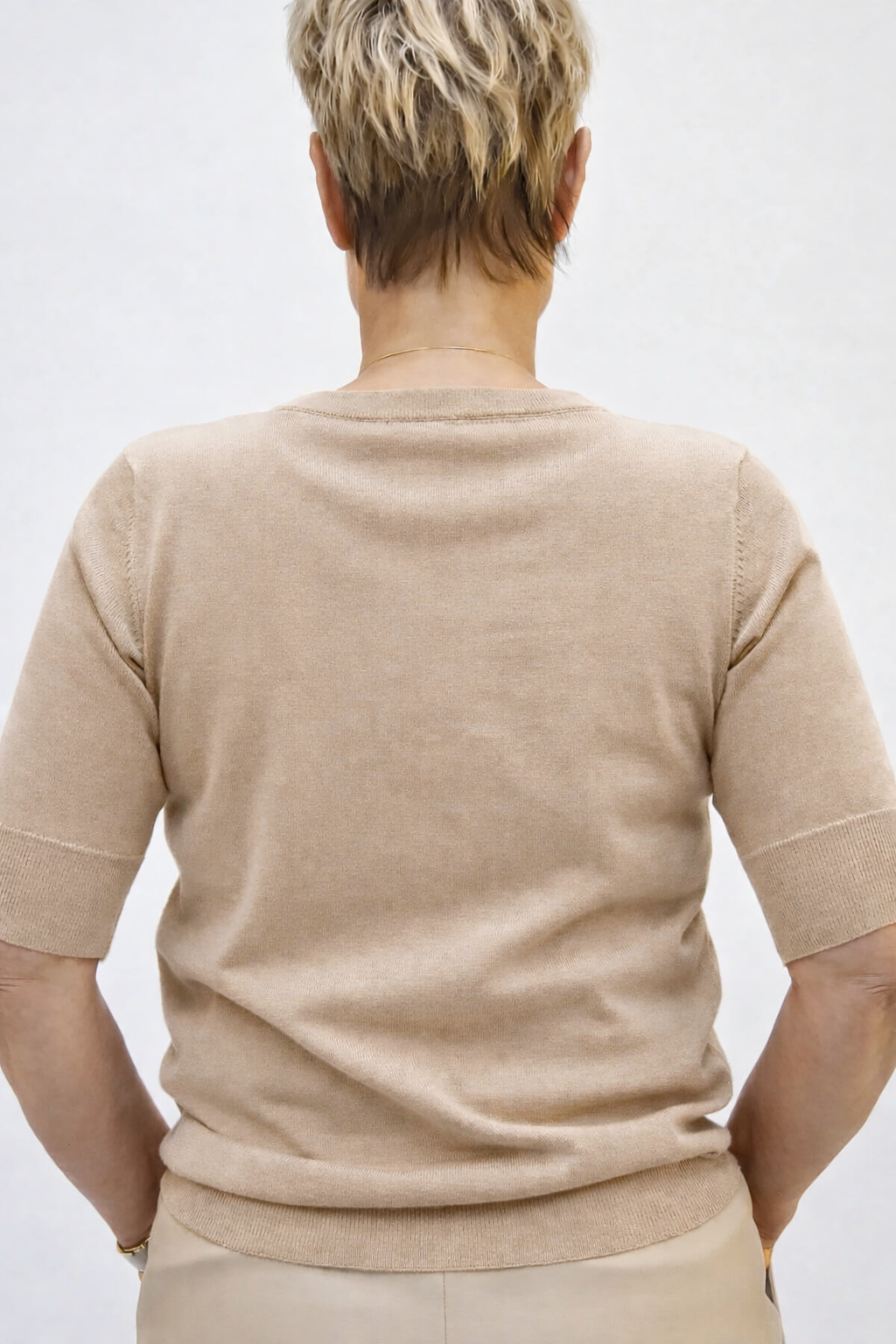 Wendy 1/2 sleeve lurex shirt in DUNE kleur