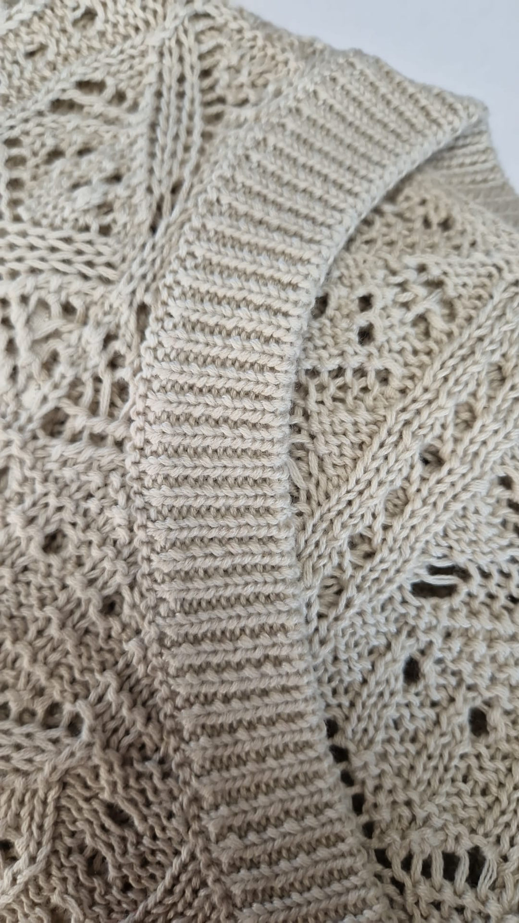 Suze fancy ajour 1/2 sleeve sweater Dune