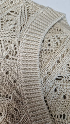 Suze fancy ajour 1/2 sleeve sweater Dune
