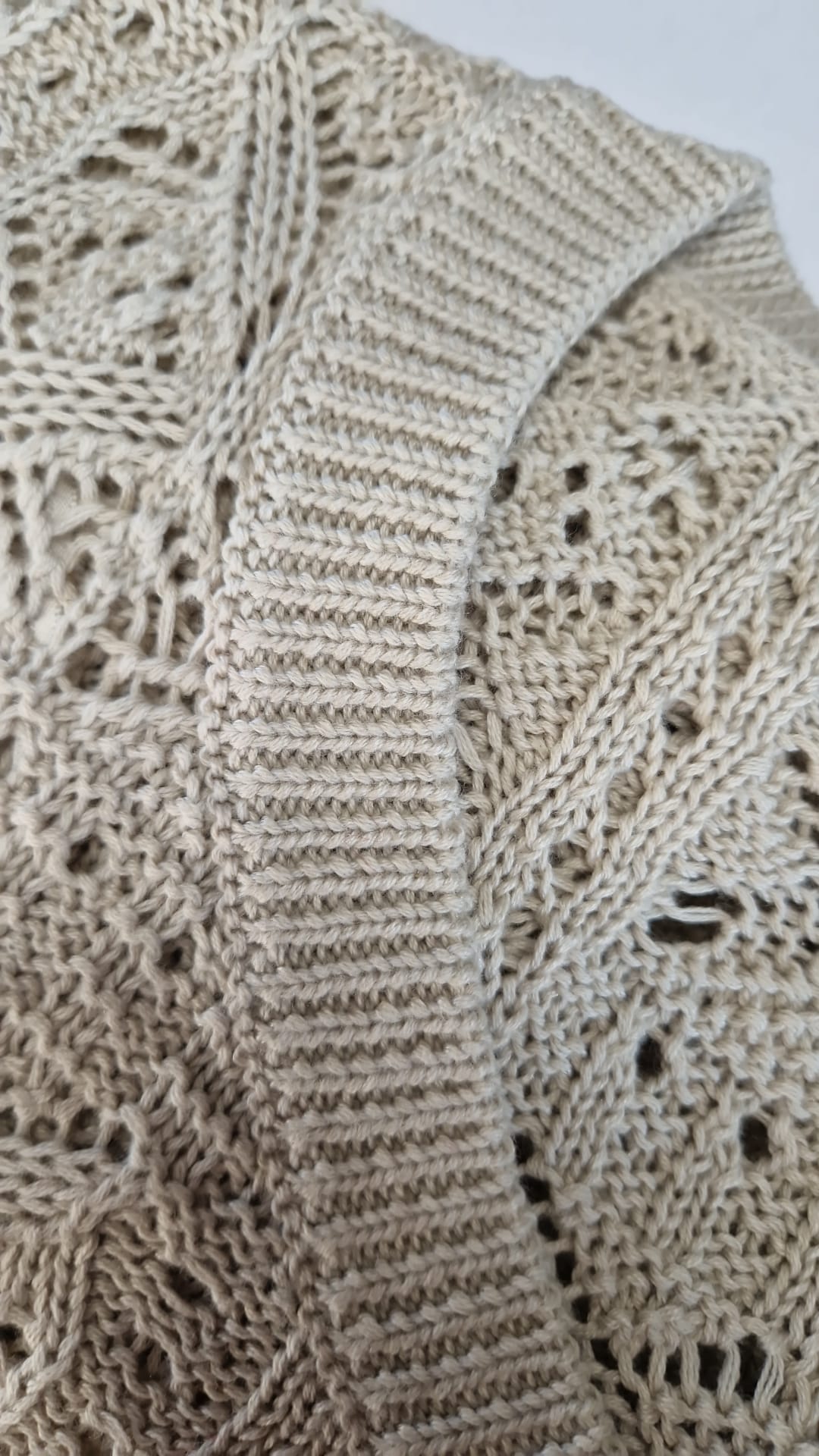 Suze fancy ajour 1/2 sleeve sweater Dune
